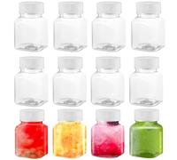 Tholire 12 Pack 50ml Leak-Proof Reusable Plastic Bottles with Lids for Ginger Shots, Juices, and Beverages