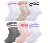 Tholire 6 Pairs Kids Socks - Junior Cotton School Uniform for Girls & Boys, Breathable & Comfortable - Colorful Ankle Socks for Daily Wear, Sports, PE Class, and All-Season Use (Ages 5-10)