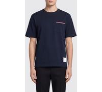 THOM BROWNE 4-Bar Cotton T-Shirt with Patch Pocket - Size: 5 - male