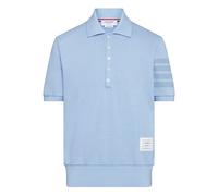 Thom Browne 4-bar stripe-detail button-fastening polo shirt - Blue 00-0-1-2-3-4-5
