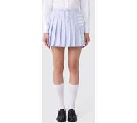 THOM BROWNE 4-Bar Stripe Pleated Cotton Mini Skirt with High Waist - Size: 40 - female