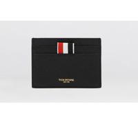 THOM BROWNE Flat Card Holder in Grained Leather with Stripe Pattern and Laminated Logo - Size: OS - male