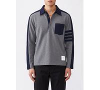 THOM BROWNE Long-Sleeved Bicolor Cotton Polo Shirt with 4-Bar Logo - Size: 2 - male