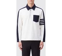 THOM BROWNE Long-Sleeved Bicolor Cotton Polo Shirt with 4-Bar Logo - Size: 3 - male