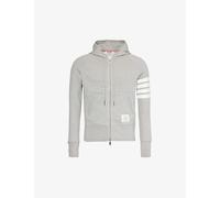 Thom Browne Mens Light Grey Four-bar Zipped Cotton-jersey Hoody Xl