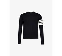 Thom Browne Mens Vy Four-bar Crewneck Wool-knit Jumper L