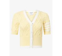 Thom Browne Womens Thom Browne V-Neck Cable-Knit Cotton Cardigan Light Yellow 8
