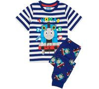 Thomas and Friends Boys Blue Thomas All-Over Print Short Sleeve Long Leg Pyjama Set - 18-24 Months