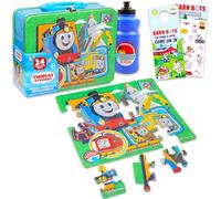 Thomas and Friends Tin Lunch Box Puzzle Bundle - Thomas the Train Lunchbox with Thomas and Friends Puzzle 24 Piece for Kids Plus Stickers, More | Thomas the Train School Supplies Set