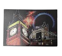 Thomas Benacci London by Night Fridge Foil Magnet - Photo Collage/Big Ben/Tower Bridge/Eye/Fireworks/British New Year's Eve Souvenir from England United Kingdom