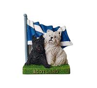 Thomas Benacci Scotland Dogs and Flag Fridge Magnet - Scottish Black Terrier and West Highland White Westie Breeds / Saltire St. Andrew's Cross / Pet Souvenir