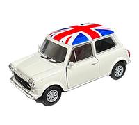 Thomas Benacci Welly Mini Cooper Model Series with Union Jack Top Made of Die Cast Metal and Plastic Parts, Pull Back & Go Action Toy (By LILAJ) (White)