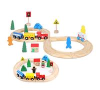 Thomas & Brio Compatible Wooden Train Set - 33 Piece Magnetic Railway with Wooden Rails for 3-6 Year Old Girls & Boys