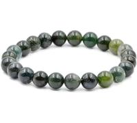 Thomas Calvi StonesnStars Natural Stone Healing Gemstone Bracelet for Women and Men Stretchable 8mm Beads Ideal for Gifts (Moss Agate)