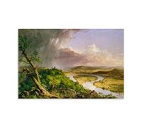 Thomas Cole 1836 Hudson River School Art Print - The Oxbow River Valley with Storm Clouds Wall Decor Poster Home Decor Wall Art Hanging Picture Print Bedroom Decorative Paintings Room Unframe 20x30inc