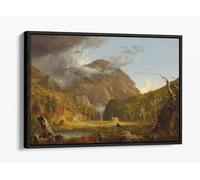 Thomas Cole, A View of the Mountain Pass Called the Notch of the White Mountains Canvas Floater Frame Print Picture Art - Black Frame 36 inch wide x 24 inch high