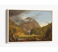 Thomas Cole, A View of the Mountain Pass Called the Notch of the White Mountains Canvas Floater Frame Print Picture Art - Light Oak Frame 24 inch wide x 16 inch high