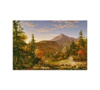 Thomas Cole The Hunter's Return Wall Art - Hudson River School Style Print with Rustic Cabin And Natural Scenery Unframe 24x36inch(60x90cm)