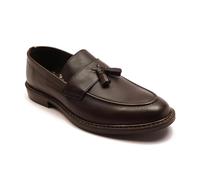 Thomas Crick 'Clinton' Men's Leather Tassel Formal Loafer Shoes Brown