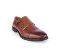 Thomas Crick Men’s Aubry Suede & Genuine Leather Monk Strap Shoes | Double Buckle Dress Shoes | Formal, Business & Smart Casual Shoes Tan