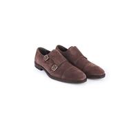 Thomas Crick Men's Aubry Suede Leather Double Monk Strap Shoes in Chocolate | Size: 7 Thomas Crick Chocolate 7