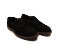Thomas Crick Men's 'Clinton' Suede Leather Tassel Formal Loafer Shoes in Black | Size: 10 Thomas Crick Black 10