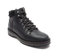 Thomas Crick Men's 'Dekker' Hiker Style Mid-Height Casual Leather Boots, Classic, Comfortable and Stylish, Great for Hiking & Walking, Made with Leather (Black/Wood)