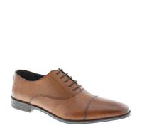 Thomas Crick Men's Leather Lace Up Oxford Cap Shoes - Tan - 7 UK