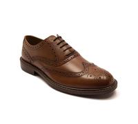 Thomas Crick 'Waldew' Men’s Leather Brogue Shoes | Formal Lace-Up Wingtip Oxford Shoes | Comfortable, Durable, Stylish for Classic Formal & Smart Casual Tan