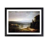 Thomas Doughty River View with Hunters and Dogs Framed Print | A2 Black Framed Wall Art | Ready to Hang | Modern Animal Picture | Living Room Bedroom Lounge Office