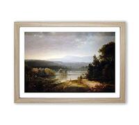 Thomas Doughty River View with Hunters and Dogs Framed Print | A2 Oak Framed Wall Art | Ready to Hang | Modern Animal Picture | Living Room Bedroom Lounge Office