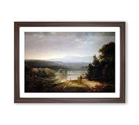 Thomas Doughty River View with Hunters and Dogs Framed Print | A2 Walnut Framed Wall Art | Ready to Hang | Modern Animal Picture | Living Room Bedroom Lounge Office