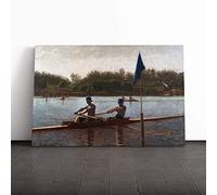 Thomas Eakins The Biglin Brothers Turning The Stake Canvas Print | Gallery Wrapped 30mm Frame Wall Art | 24x16 inches | Ready to Hang | Modern Picture | Living Room Bedroom Lounge Office