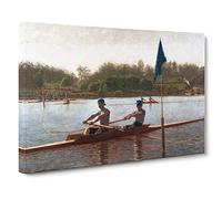 Thomas Eakins The Biglin Brothers Turning the Stake Classic Painting Canvas Wall Art Print Ready to Hang, Framed Picture for Living Room Bedroom Home Office Décor, 30x20 Inch (76x50 cm)