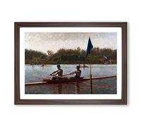 Thomas Eakins The Biglin Brothers Turning The Stake Framed Print | A2 Walnut Framed Wall Art | Ready to Hang | Modern Nature Picture | Living Room Bedroom Lounge Office