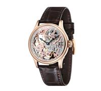 Thomas Earnshaw Men's Bauer Mechanical Skeleton Automatic Watch with Silver Dial Analogue Display and Brown Leather Strap ES-8049-03
