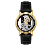 Thomas Earnshaw Men's 43 mm Fowler Bridge Automatic Skeleton Watch with Leather Strap ES-8225, Gold, Modern