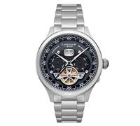 Thomas Earnshaw Men's 43mm Baron Grand Date Calendar Open Heart Automatic Deep Midnight Watch with Solid Stainless Steel Bracelet ES-8187-11