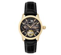 Thomas Earnshaw Mens 44mm Longitude Dual Time Automatic Skeleton Watch with Genuine Leather Strap ES-8063