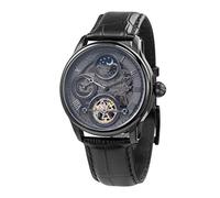 Thomas Earnshaw Mens 44mm Longitude Dual Time Automatic Skeleton Watch with Genuine Leather Strap ES-8063