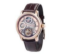Thomas Earnshaw Mens 44mm Longitude Dual Time Automatic Skeleton Watch with Genuine Leather Strap ES-8063