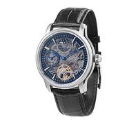 Thomas Earnshaw Mens 44mm Longitude Dual Time Automatic Skeleton Watch with Genuine Leather Strap ES-8063