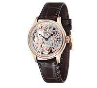 Thomas Earnshaw Men's Bauer Mechanical Skeleton Automatic Watch with Silver Dial Analogue Display and Brown Leather Strap ES-8049-03
