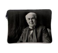 Thomas Edison Light Scientifique Portrait Computer and Tablet Case Linen Look 12-13 Inches Protective Laptop Sleeve Printed in France Black and White
