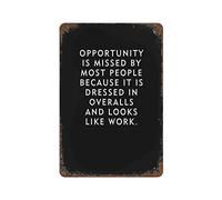Thomas Edison Quote Opportunity Unframed Motivational Print Or Poster Vintage Tin Sign for Office/Home/Classroom Decor Gifts - Best Birthday/Thanksgiving 8"x12"
