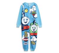 Thomas & Friends Boys Light Blue Zip-Up Onesie | Long Sleeve Sleepwear with Thomas the Tank Engine & Percy Merch - 4-5 Years
