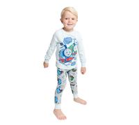 THOMAS & FRIENDS Boys Pyjamas - Official Cotton Boys PJs, Long Sleeve Top with Thomas and Percy Graphic, Cuffed Trousers - Soft 100% Cotton Nightwear - Ages 1-5 Years, Machine Washable Grey