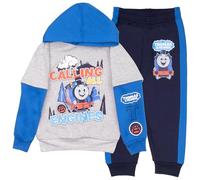 THOMAS & FRIENDS Calling All Engines Boys 2 Piece Fleece Set - Thomas The Tank Engine Kids Jogging Hoodie (Grey Navy, Size 7), Grey Navy, 7
