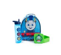 THOMAS & FRIENDS Kids Lunch Bag in Blue | Thomas The Tank Engine Snack Pot & Bottle Set | Unisex School Meal Storage | Zip-Up Carry Handle | Thomas The Tank Merch