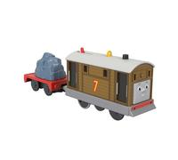 Thomas & Friends Motorized Toy Train Toby Battery-Powered Engine with Cargo Car for Preschool Pretend Play Ages 3+ Years, HTN30